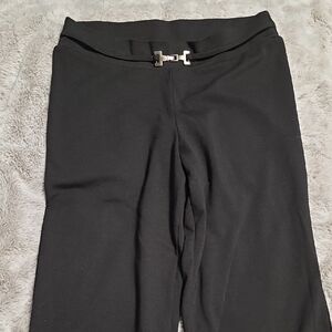 FYLO Elegant Black Wide Leg Pants with Metallic Accent